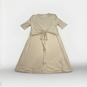 Lululemon Wrap-Front T-Shirt‎ Dress Women's Size 4 Beige Pima Cotton Knee Length